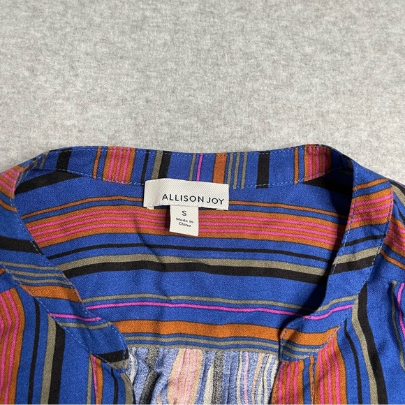 Allison Joy Shirt Womens Small Blue Cotton Striped Tunic Blouse Long Sleeve - Picture 12 of 12